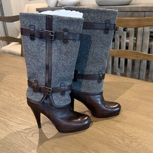 Cole Haan Gray and Brown Heeled Boots